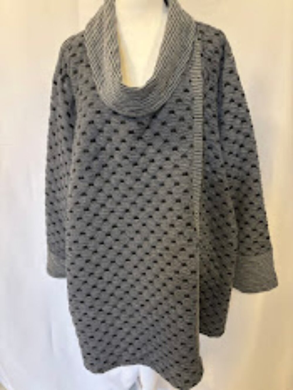 ALI MILES Women's Gray Patterned Cowl Neck Sweater - 3x